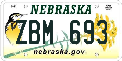 NE license plate ZBM693