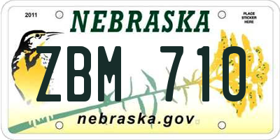 NE license plate ZBM710