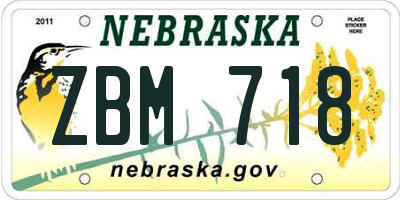 NE license plate ZBM718