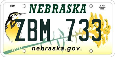 NE license plate ZBM733
