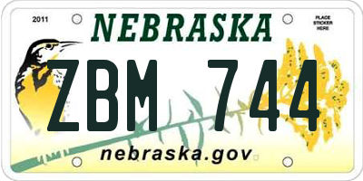 NE license plate ZBM744