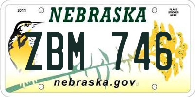 NE license plate ZBM746