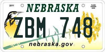 NE license plate ZBM748