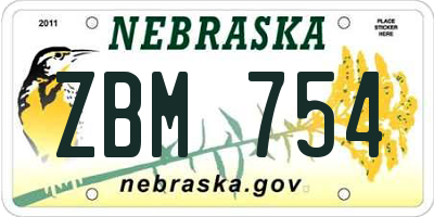 NE license plate ZBM754