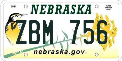 NE license plate ZBM756