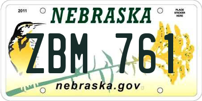 NE license plate ZBM761
