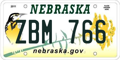 NE license plate ZBM766