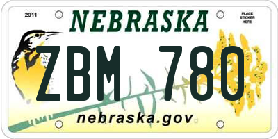 NE license plate ZBM780