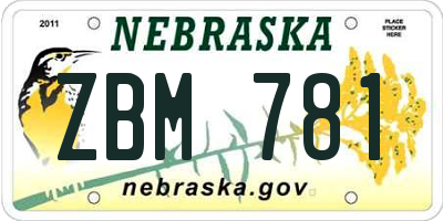 NE license plate ZBM781