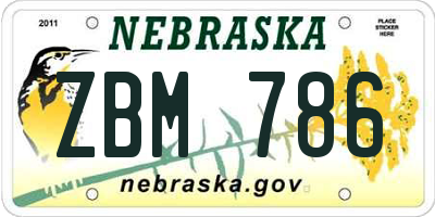 NE license plate ZBM786