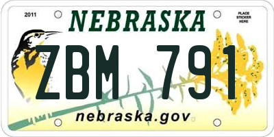 NE license plate ZBM791