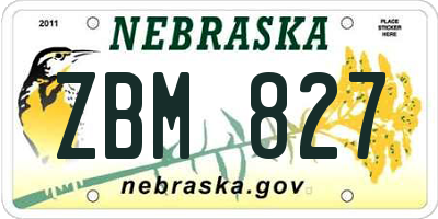 NE license plate ZBM827