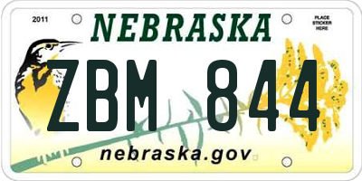 NE license plate ZBM844