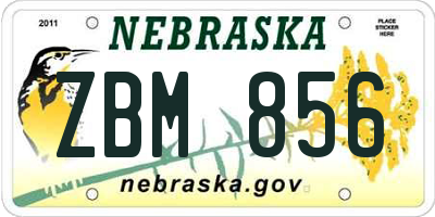 NE license plate ZBM856