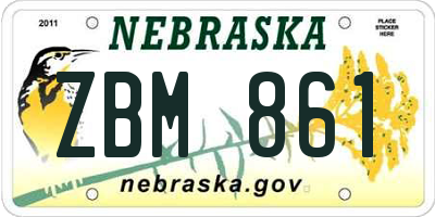 NE license plate ZBM861