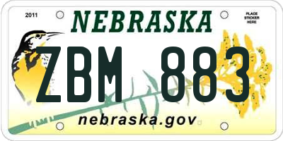 NE license plate ZBM883