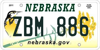 NE license plate ZBM886