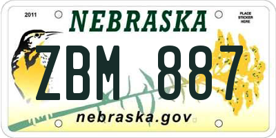 NE license plate ZBM887