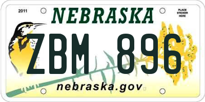 NE license plate ZBM896