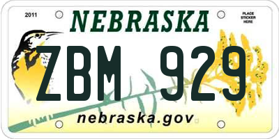 NE license plate ZBM929