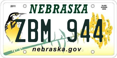 NE license plate ZBM944
