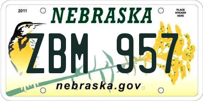 NE license plate ZBM957