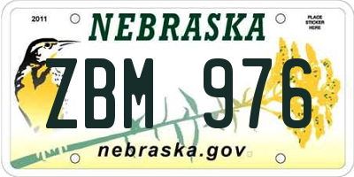 NE license plate ZBM976