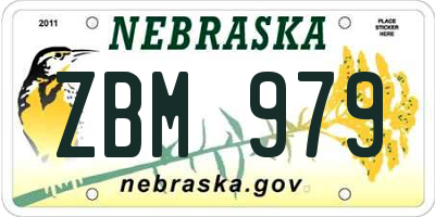 NE license plate ZBM979