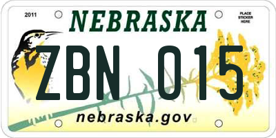 NE license plate ZBN015
