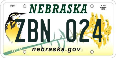 NE license plate ZBN024