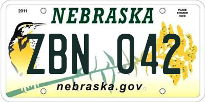 NE license plate ZBN042