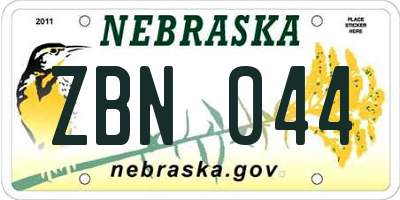 NE license plate ZBN044