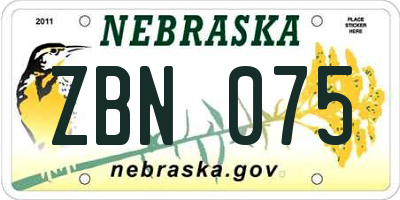NE license plate ZBN075