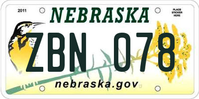 NE license plate ZBN078