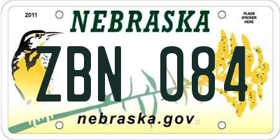 NE license plate ZBN084