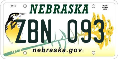 NE license plate ZBN093