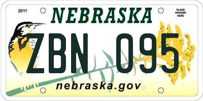 NE license plate ZBN095