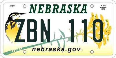 NE license plate ZBN110