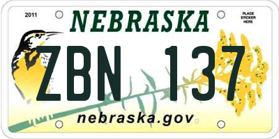 NE license plate ZBN137