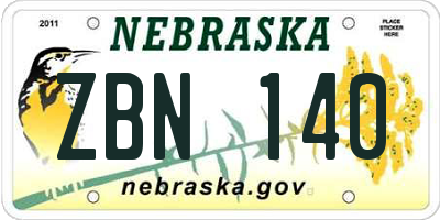 NE license plate ZBN140