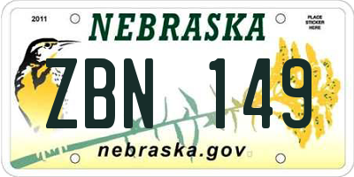 NE license plate ZBN149