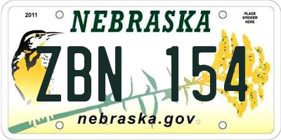 NE license plate ZBN154
