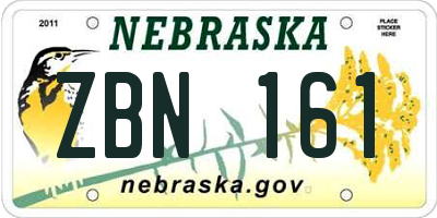 NE license plate ZBN161