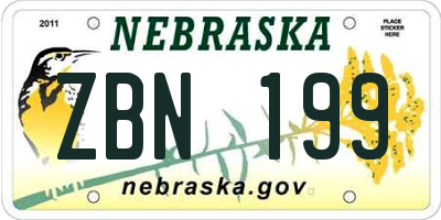 NE license plate ZBN199