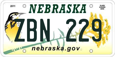 NE license plate ZBN229