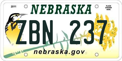NE license plate ZBN237