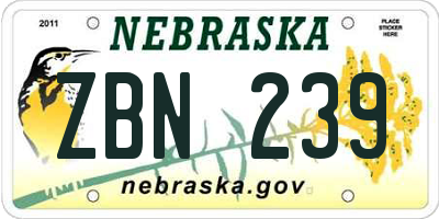 NE license plate ZBN239