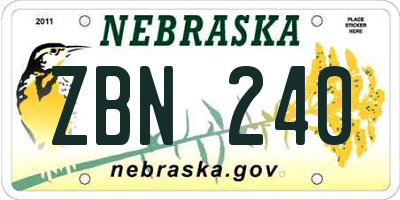 NE license plate ZBN240