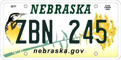 NE license plate ZBN245