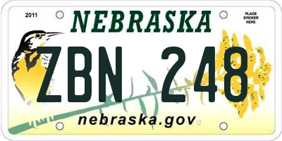 NE license plate ZBN248